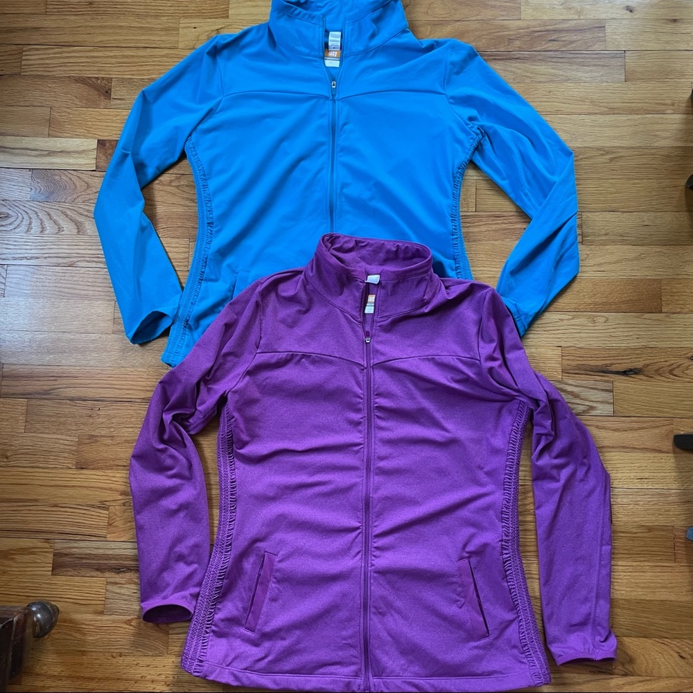 TWO Lucy Yoga Siren Jackets Sz XL Turquoise and Purple EUC